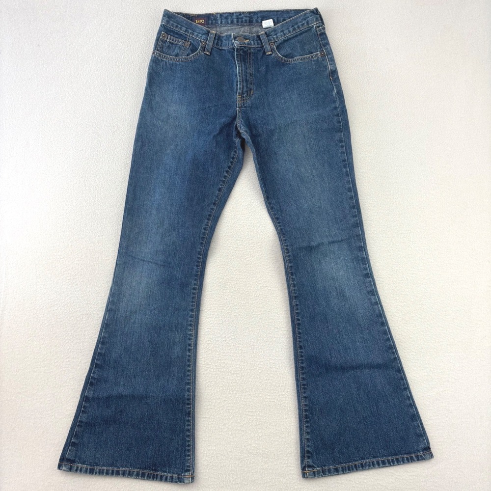 VTG Abercrombie Flare Jeans Women 14‎ Blue 90s Y2K 100% Cotton Low Rise USA Made